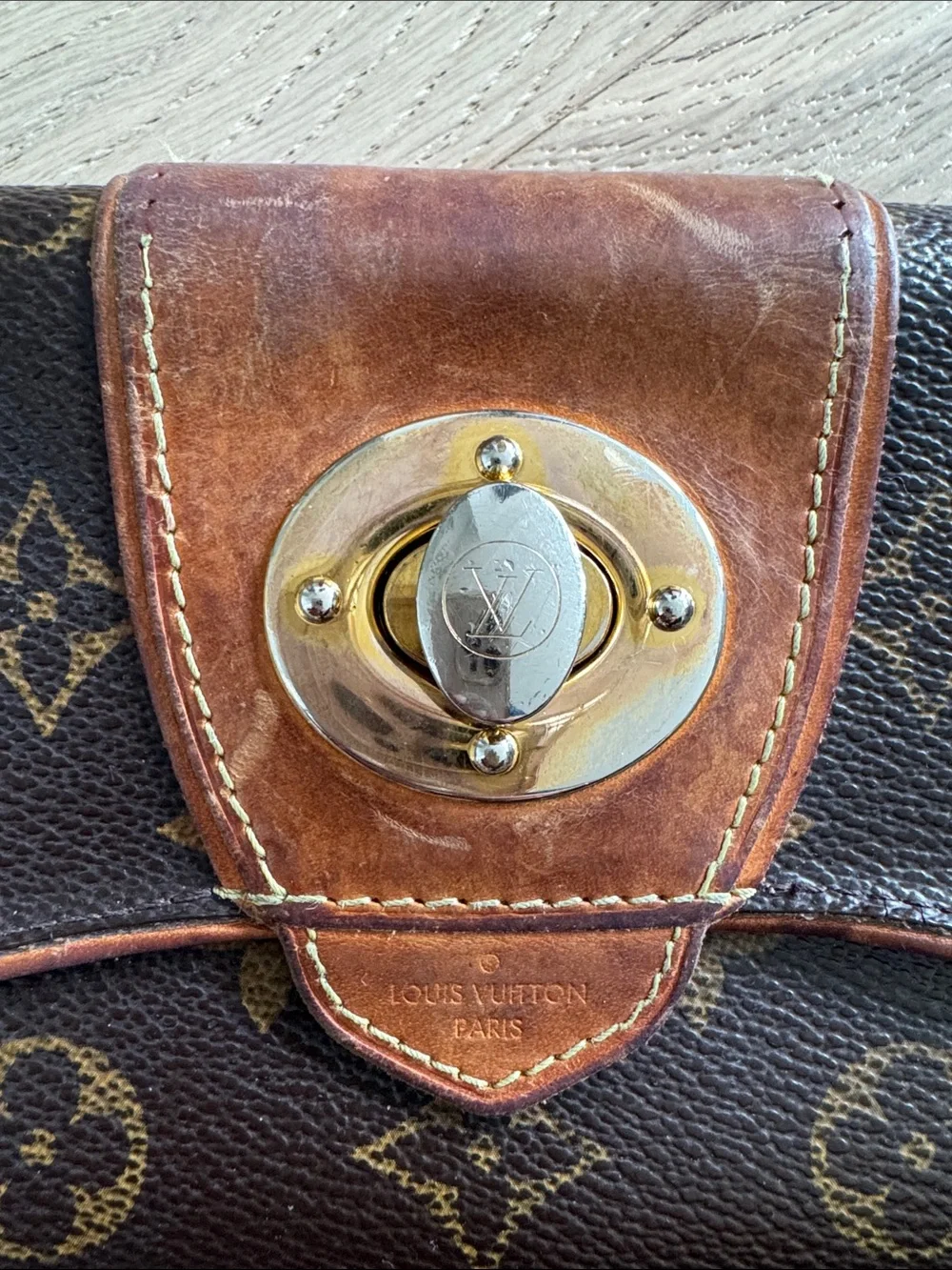 Louis Vuitton Monogram Continental Wallet with Gold-Tone Turn Lock